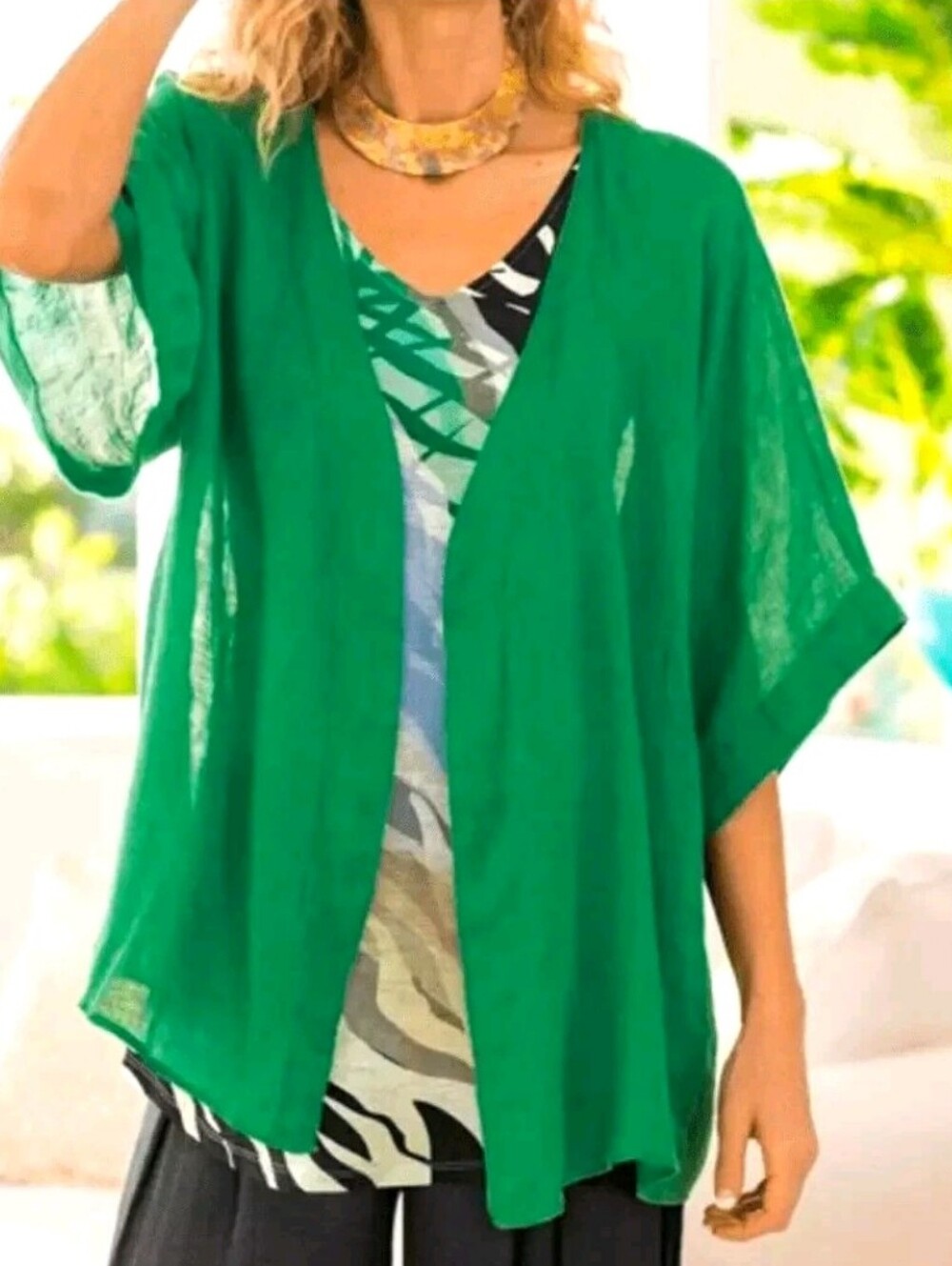 Soft Surrounding 100% Linen Whisper Open Front Cardigan Size Large/XL